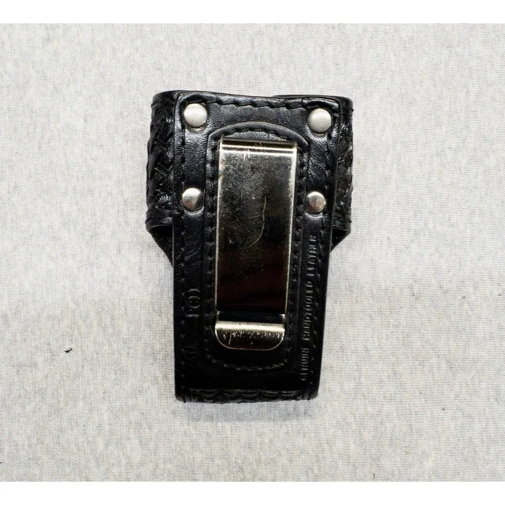 Hand Tooled Basket Weave Utility Belt Clip On Radio Holster Texas Concho Tools‎